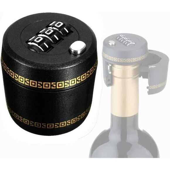 Wine & Spirit Bottle Combination Lock in Black - Picture 2 of 6